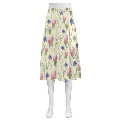 Field of wild flowers Mnemosyne Women's Crepe Skirt (Model D16)