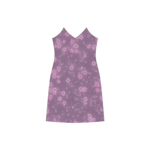 Snow stars lilac V-Neck Open Fork Long Dress(Model D18)