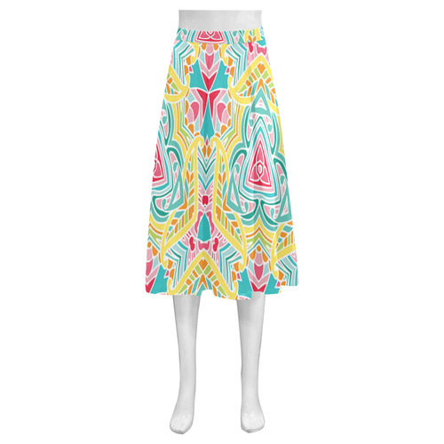 Zandine 0409 bright summer floral pattern Mnemosyne Women's Crepe Skirt (Model D16)