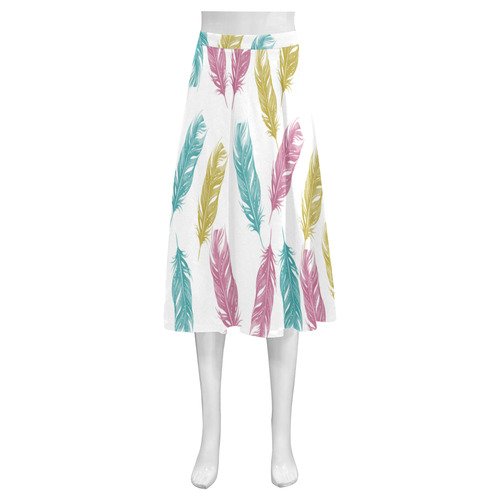 feathers pattern Mnemosyne Women's Crepe Skirt (Model D16)