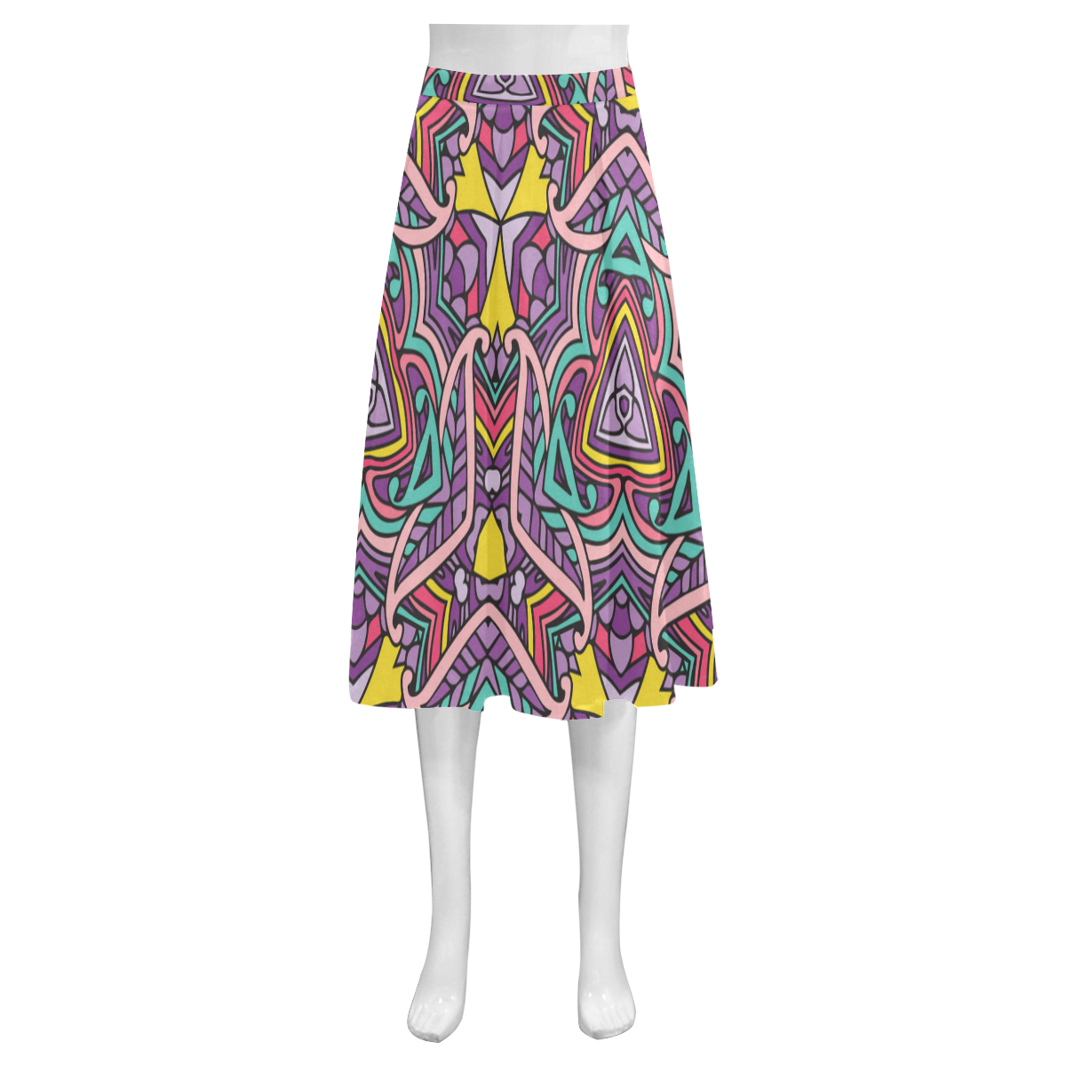 Zandine 0404 Purple Pink fun abstract pattern Mnemosyne Women's Crepe Skirt (Model D16)