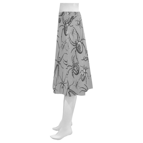 beetles spiders creepy crawlers insects grey Mnemosyne Women's Crepe Skirt (Model D16)