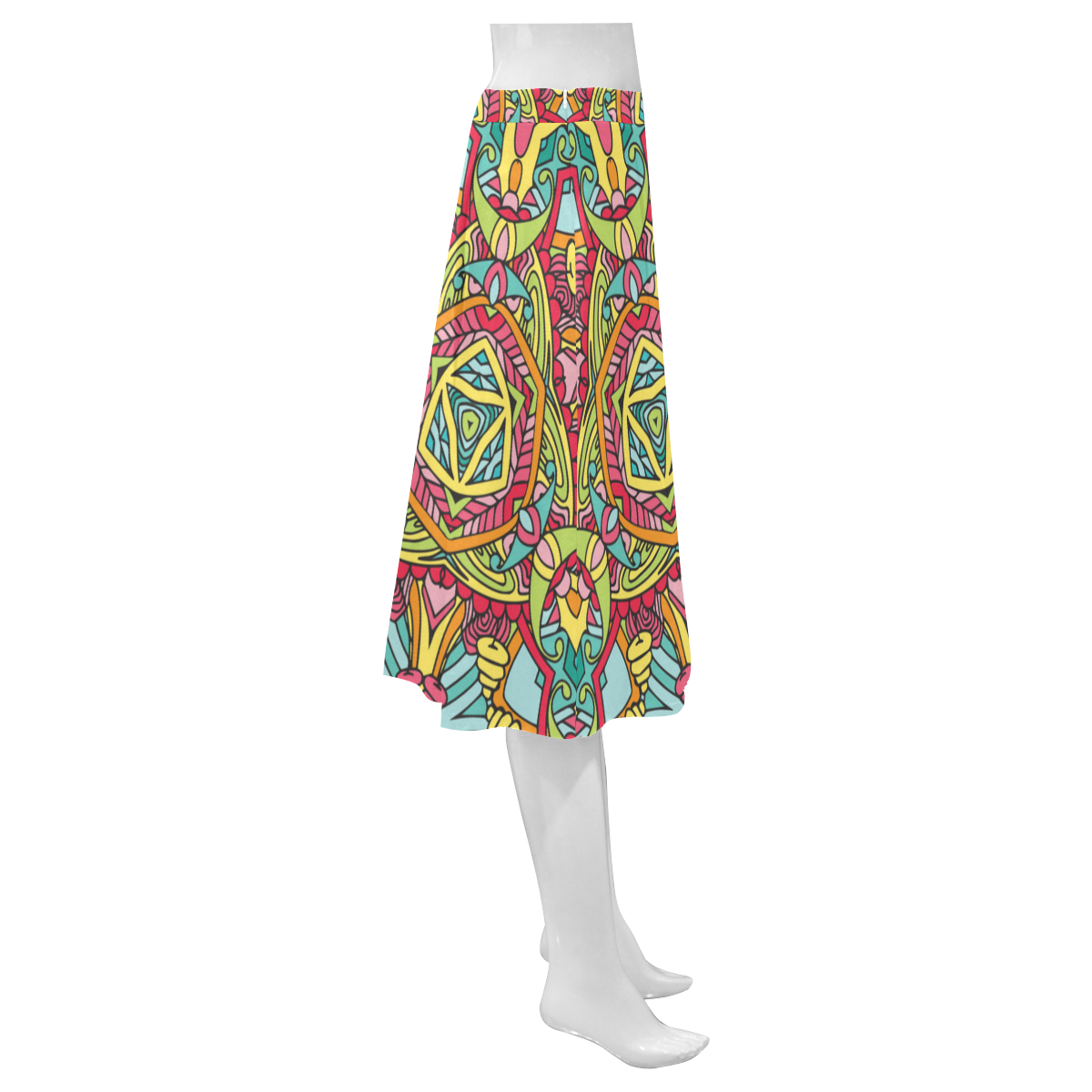 Zandine 0302 pink blue yellow green Mnemosyne Women's Crepe Skirt (Model D16)