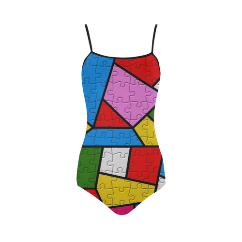 Puzzle Dream by Popart Lover Strap Swimsuit ( Model S05)