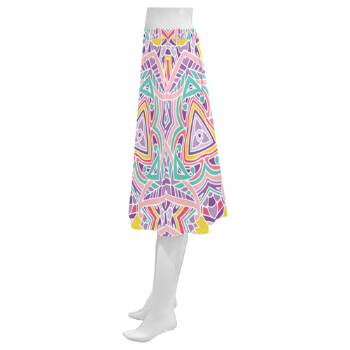 Zandine 0410 Pink purple floral summer pattern Mnemosyne Women's Crepe Skirt (Model D16)