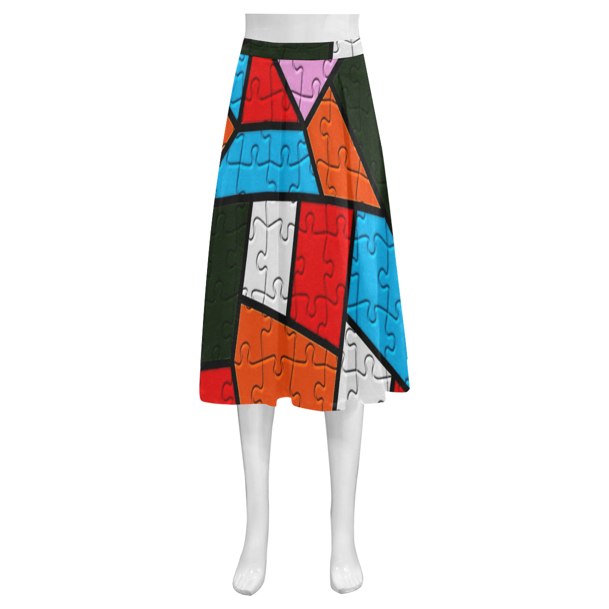 Puzzle Dream by Popart Lover Mnemosyne Women's Crepe Skirt (Model D16)