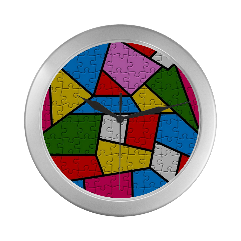 Puzzle Dream by Popart Lover Silver Color Wall Clock