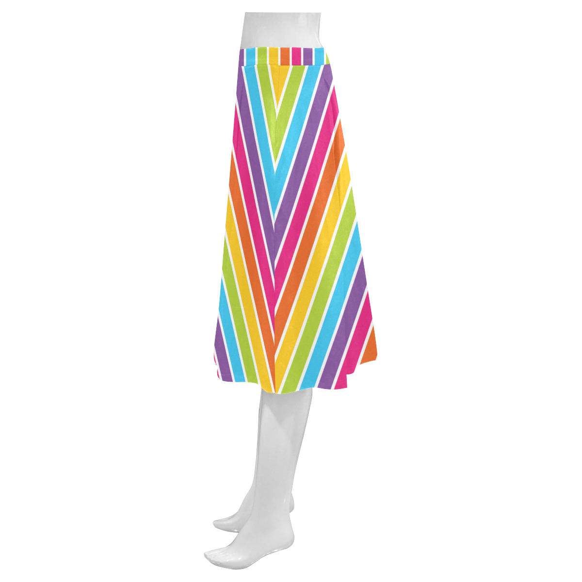 rainbow stripes Mnemosyne Women's Crepe Skirt (Model D16)