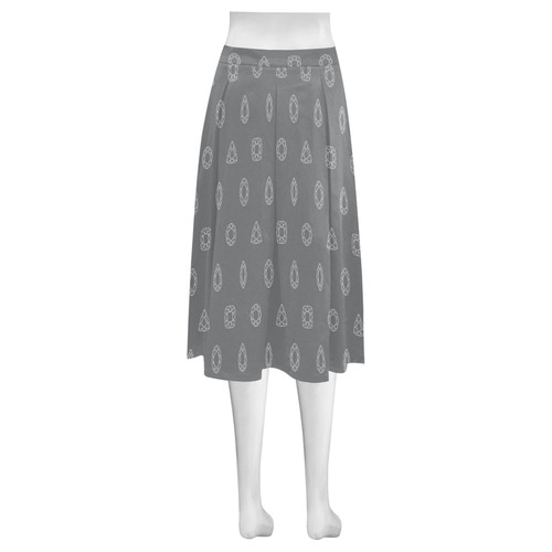 faceted gemstone diamond cut pattern grey Mnemosyne Women's Crepe Skirt (Model D16)