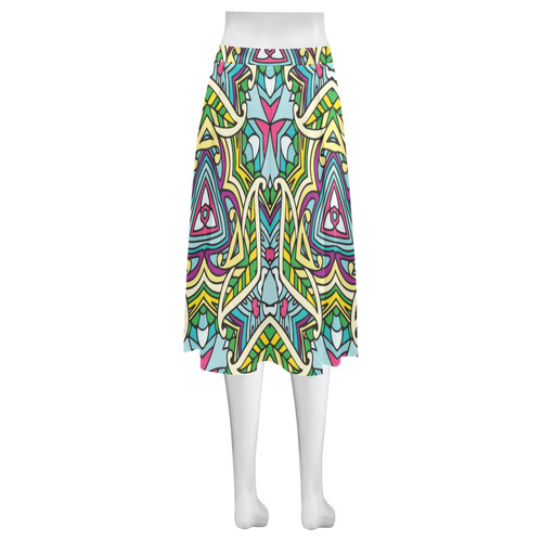 Zandine 0402 purple blue green abstract leaf Mnemosyne Women's Crepe Skirt (Model D16)