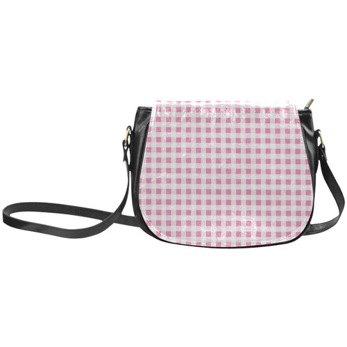 Petal Pink Gingham Classic Saddle Bag/Large (Model 1648)