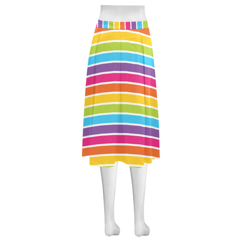 rainbow stripes Mnemosyne Women's Crepe Skirt (Model D16)