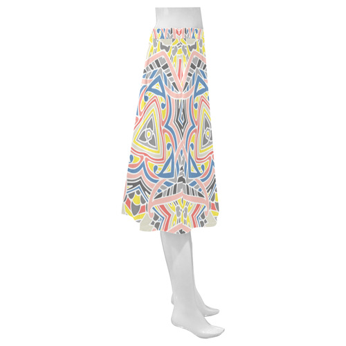 Zandine 0411 modern grey pink yellow pattern Mnemosyne Women's Crepe Skirt (Model D16)