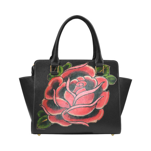 Rose Tattoo Vintage Floral Flower Art Classic Shoulder Handbag (Model 1653)
