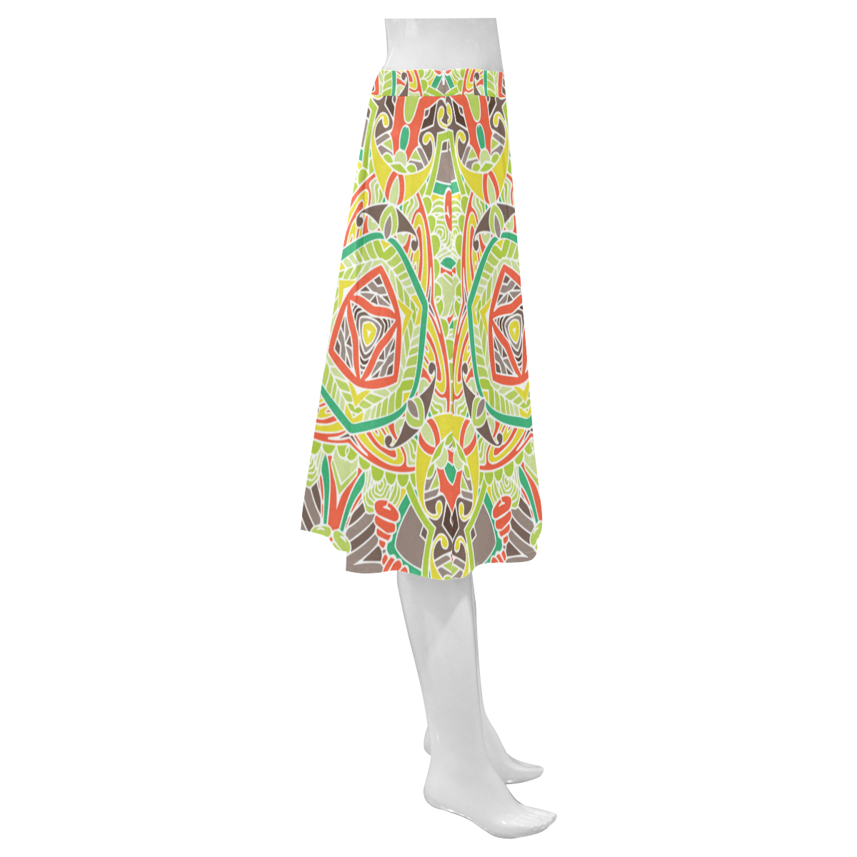 Zandine 0310 abstract retro pattern Mnemosyne Women's Crepe Skirt (Model D16)