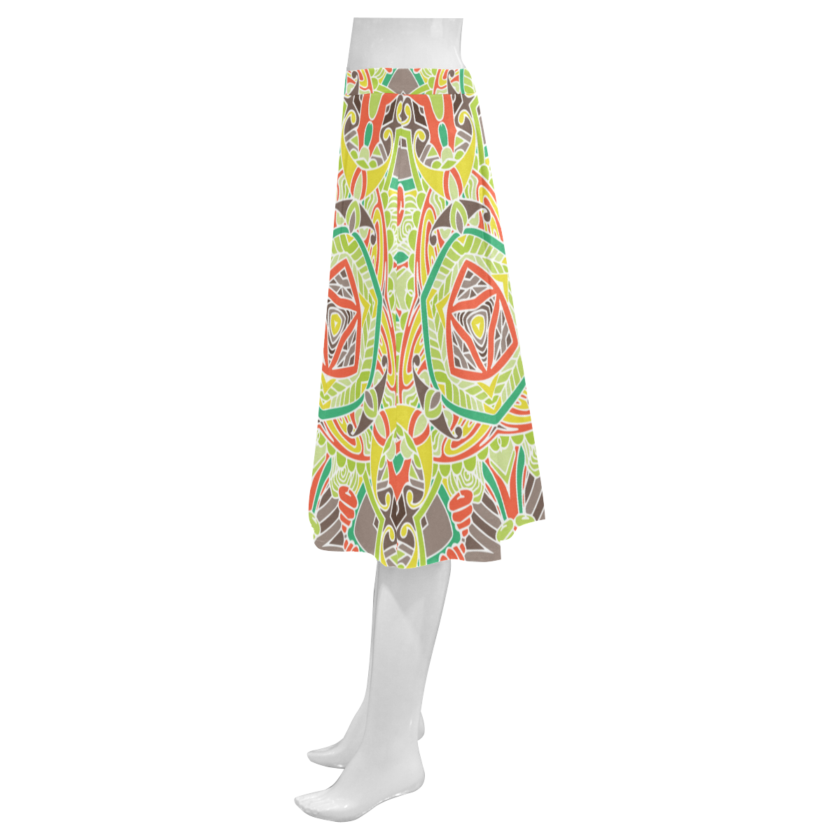 Zandine 0310 abstract retro pattern Mnemosyne Women's Crepe Skirt (Model D16)