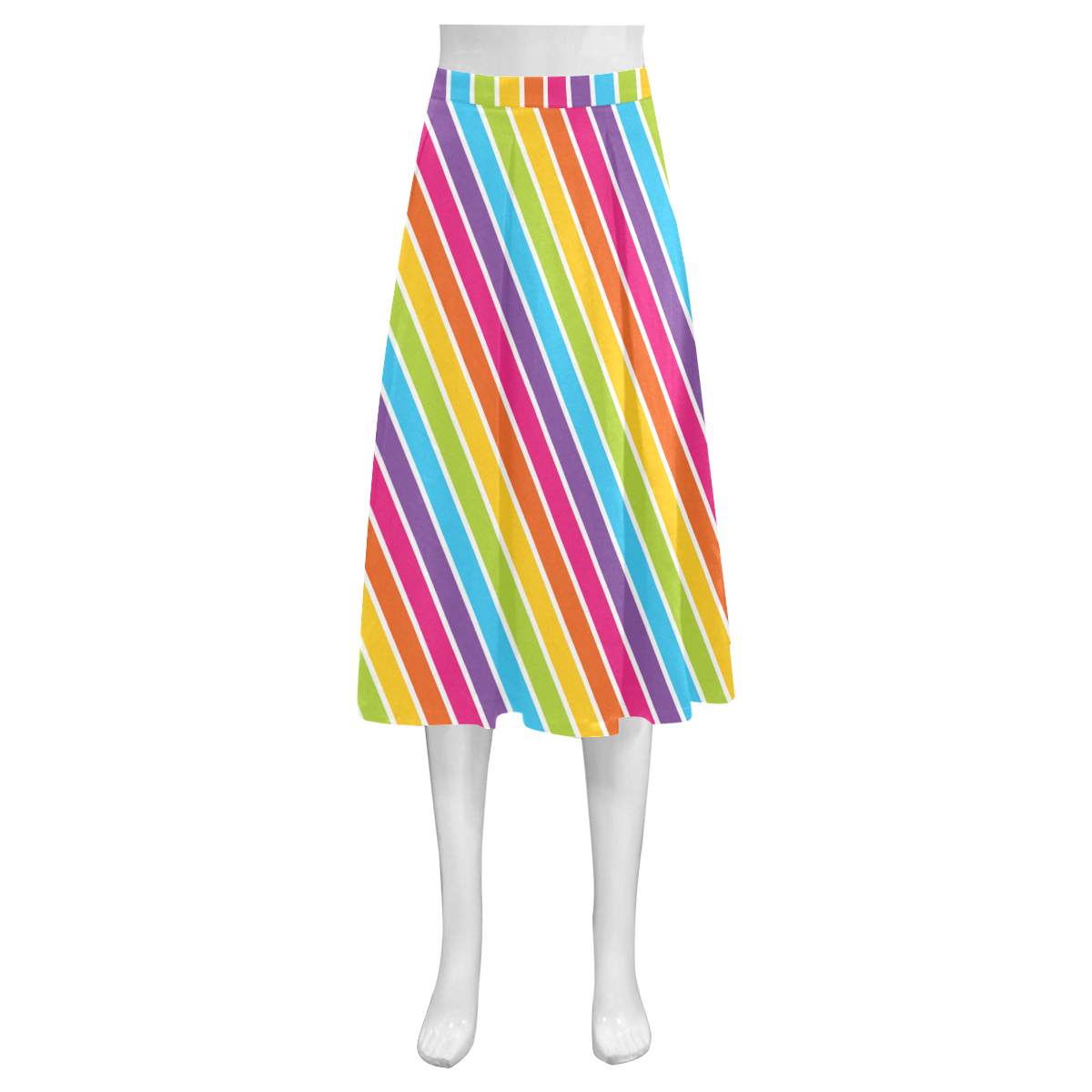 rainbow stripes Mnemosyne Women's Crepe Skirt (Model D16)