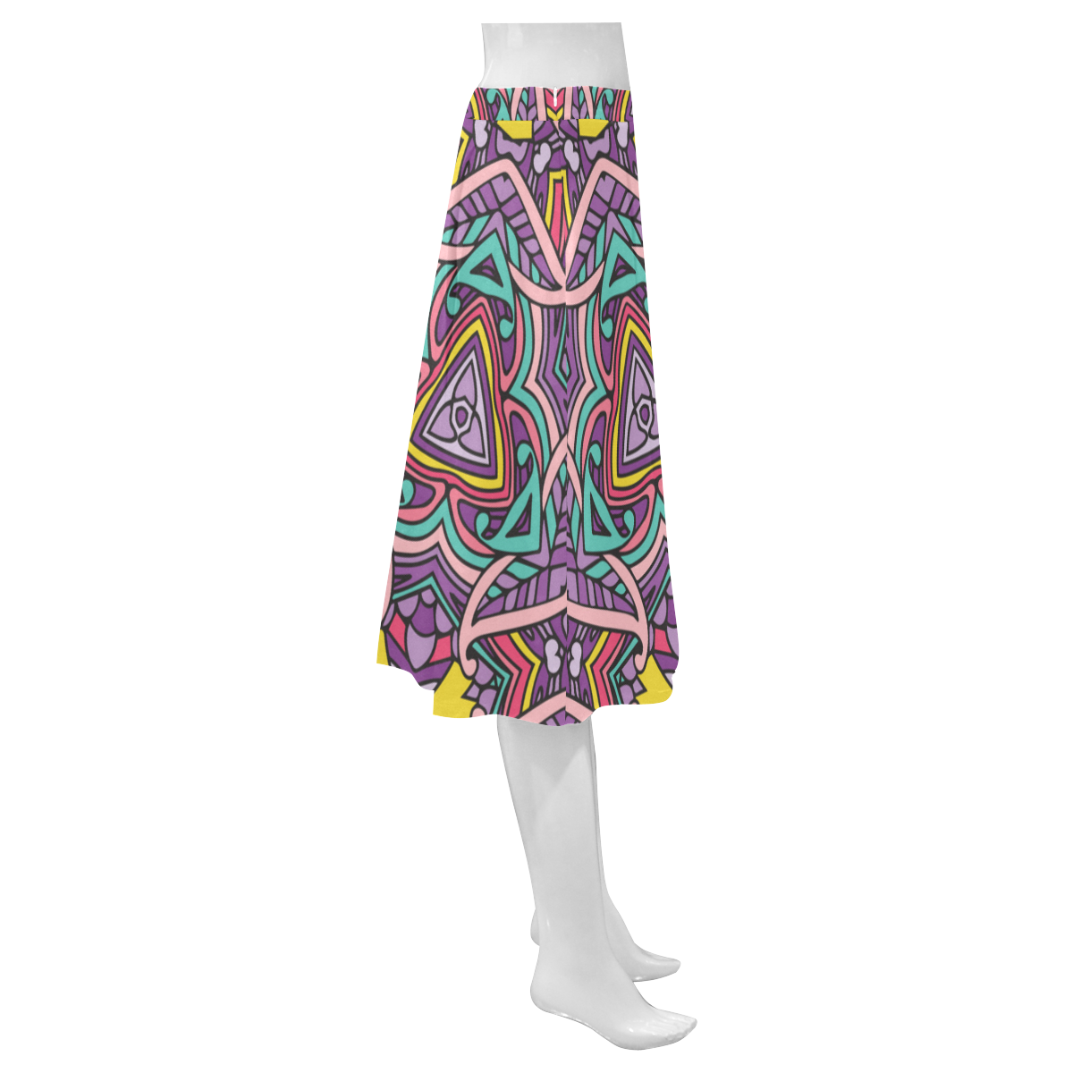 Zandine 0404 Purple Pink fun abstract pattern Mnemosyne Women's Crepe Skirt (Model D16)