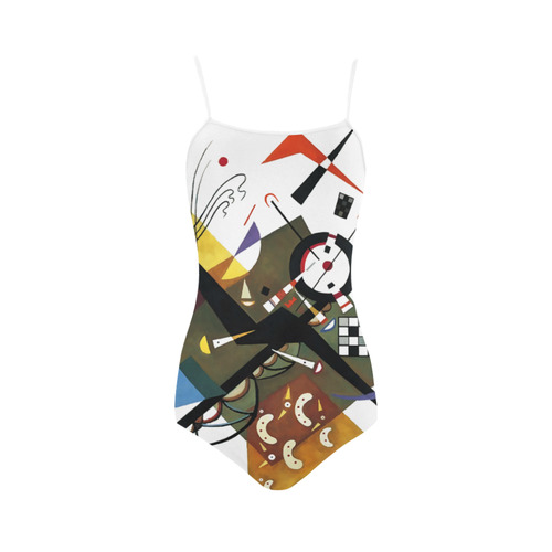 Kandinsky Sur Blanc, 1923 Strap Swimsuit ( Model S05)