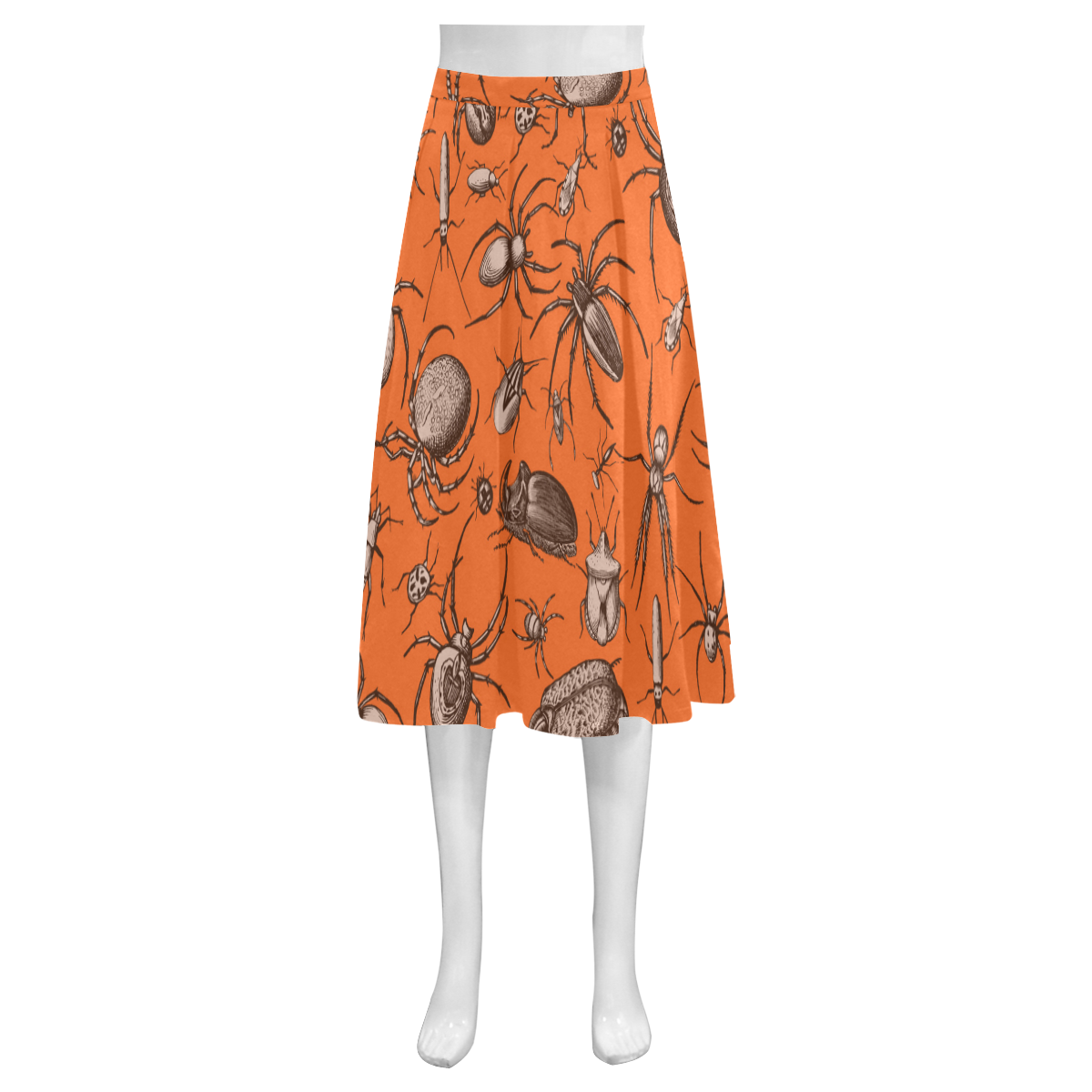beetles spiders creepy crawlers insects halloween Mnemosyne Women's Crepe Skirt (Model D16)