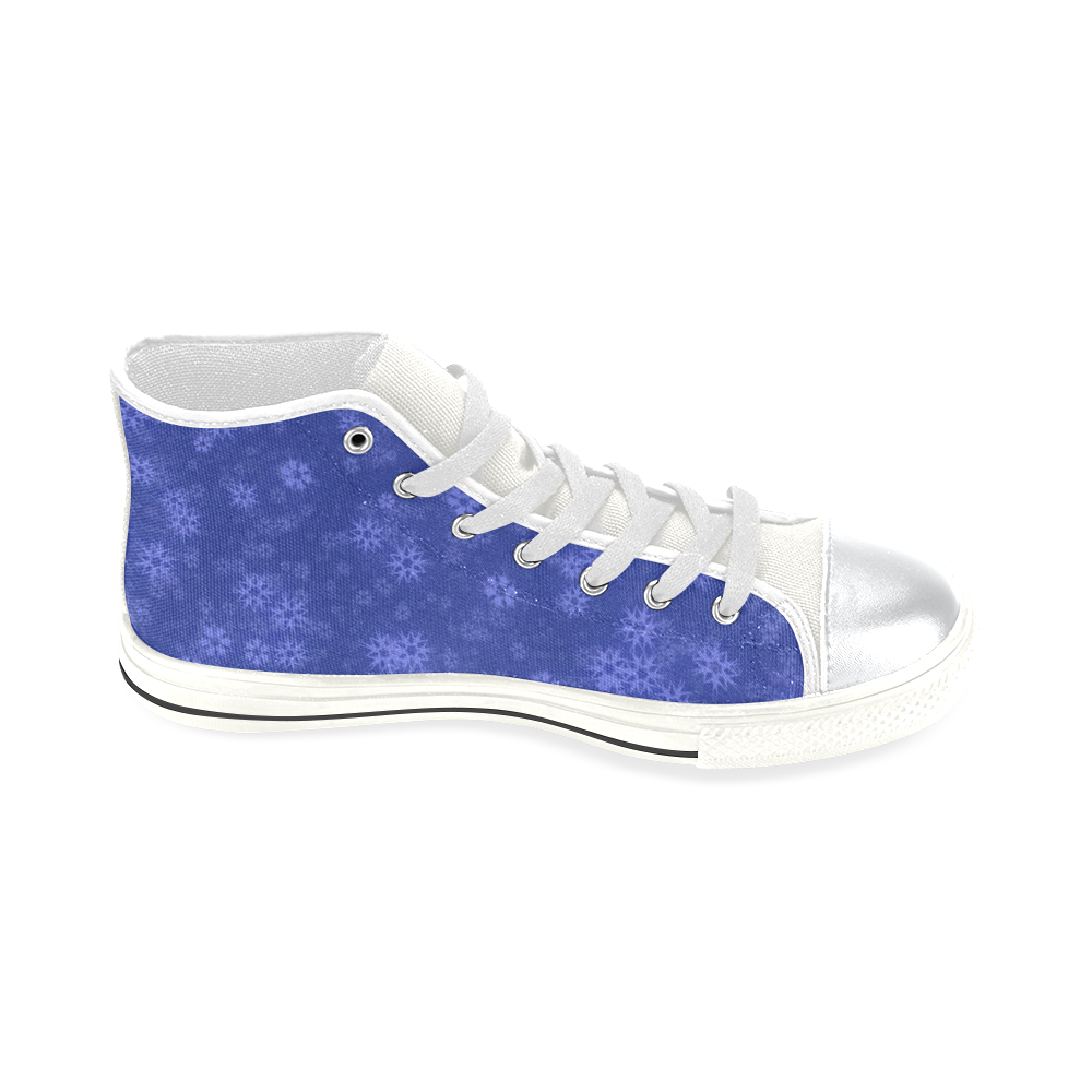 Snow stars blue High Top Canvas Women's Shoes/Large Size (Model 017)