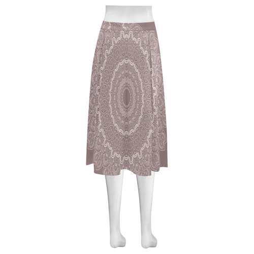 cosmic mandala and universe soft pink and mauve Mnemosyne Women's Crepe Skirt (Model D16)