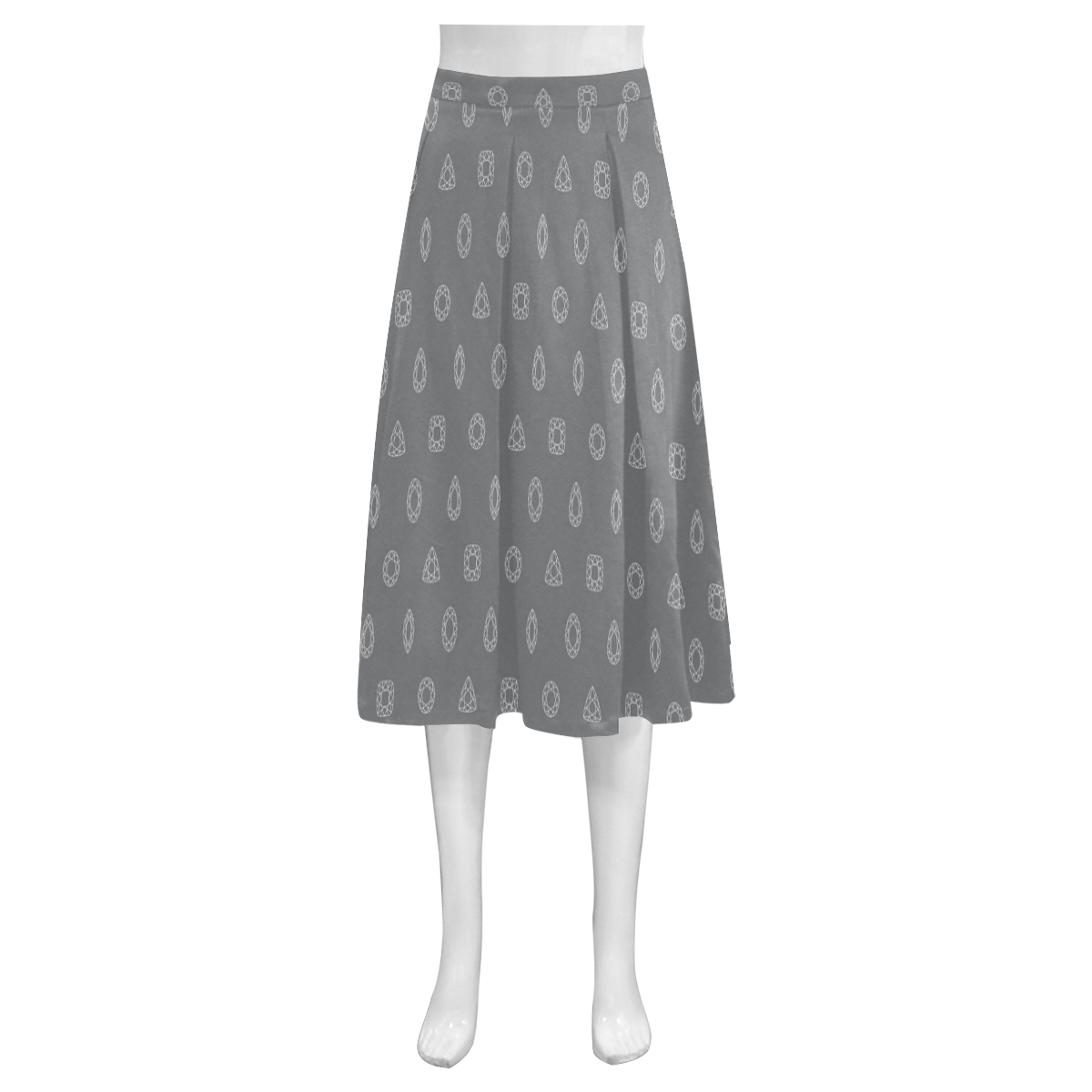 faceted gemstone pattern diamond cut grey Mnemosyne Women's Crepe Skirt (Model D16)