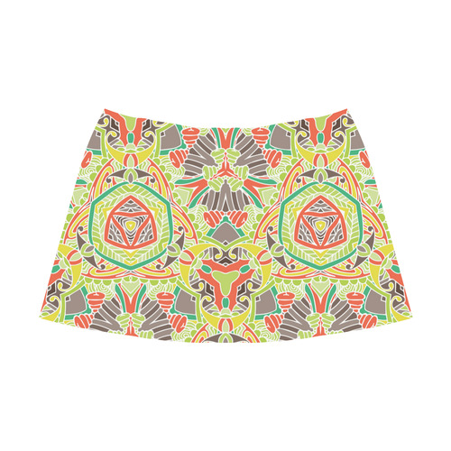 Zandine 0310 abstract retro pattern Mnemosyne Women's Crepe Skirt (Model D16)