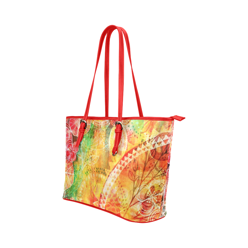 Sunshine Garden Leather Tote Bag/Large (Model 1651) ID D938811