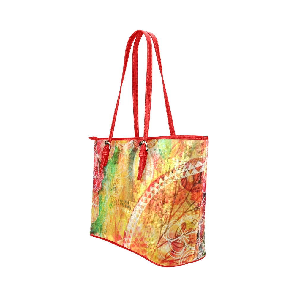 Sunshine Garden Leather Tote Bag/Large (Model 1651) ID D938811