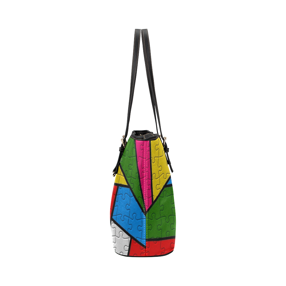 Puzzle Dream by Popart Leather Tote Bag/Large (Model 1651)