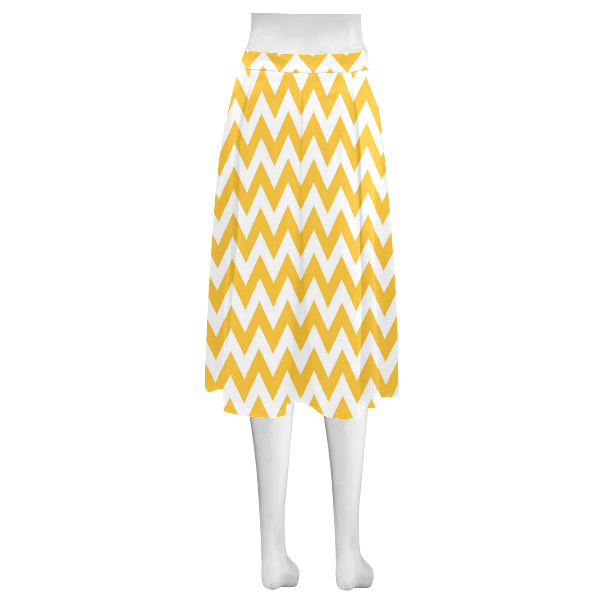 Sunny Yellow zigzag chevron pattern Mnemosyne Women's Crepe Skirt (Model D16)