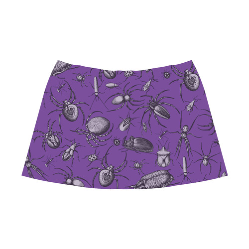 spiders creepy crawlers insects purple halloween Mnemosyne Women's Crepe Skirt (Model D16)
