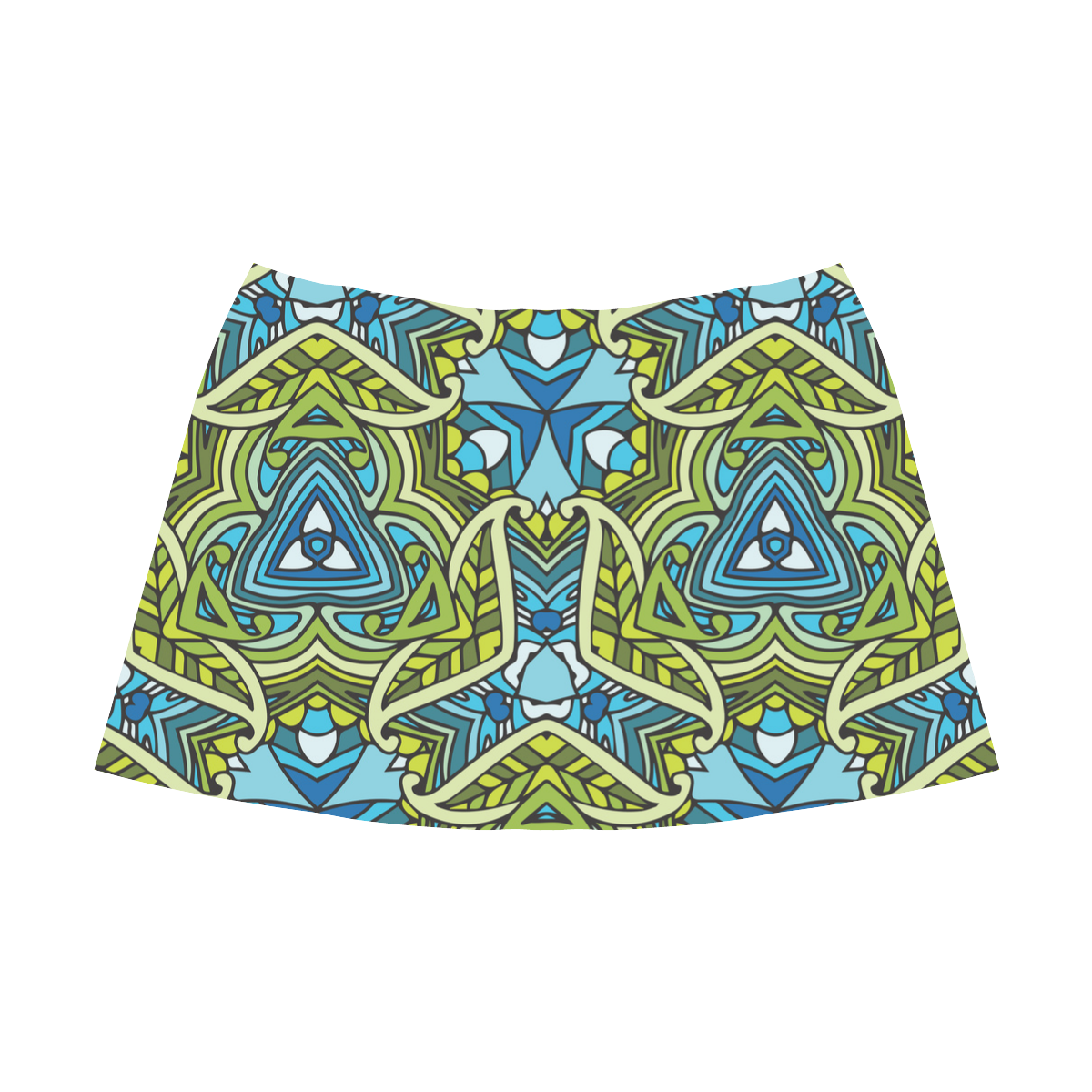 zandine 0401 blue green leaf water pattern Mnemosyne Women's Crepe Skirt (Model D16)