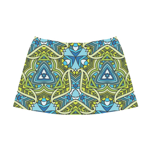 zandine 0401 blue green leaf water pattern Mnemosyne Women's Crepe Skirt (Model D16)