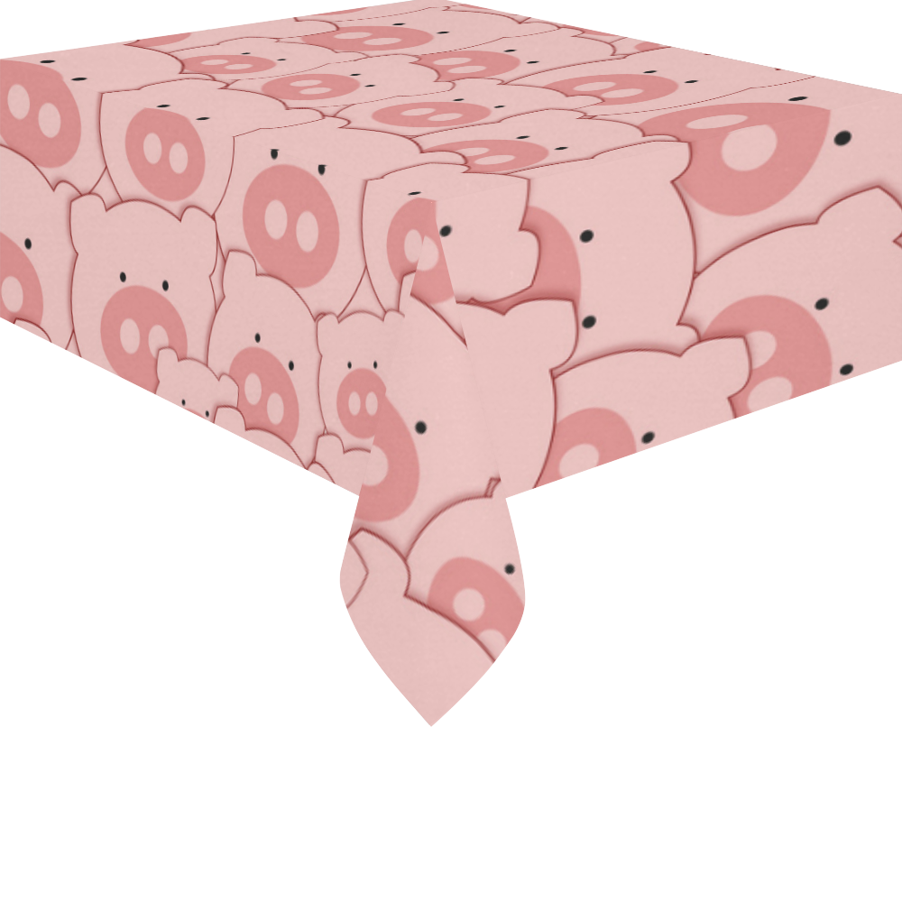 Pink Piggy Pigs Cotton Linen Tablecloth 52"x 70"