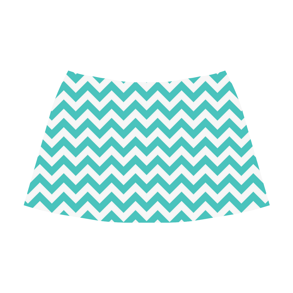 Turquoise zigzag chevron pattern Mnemosyne Women's Crepe Skirt (Model D16)