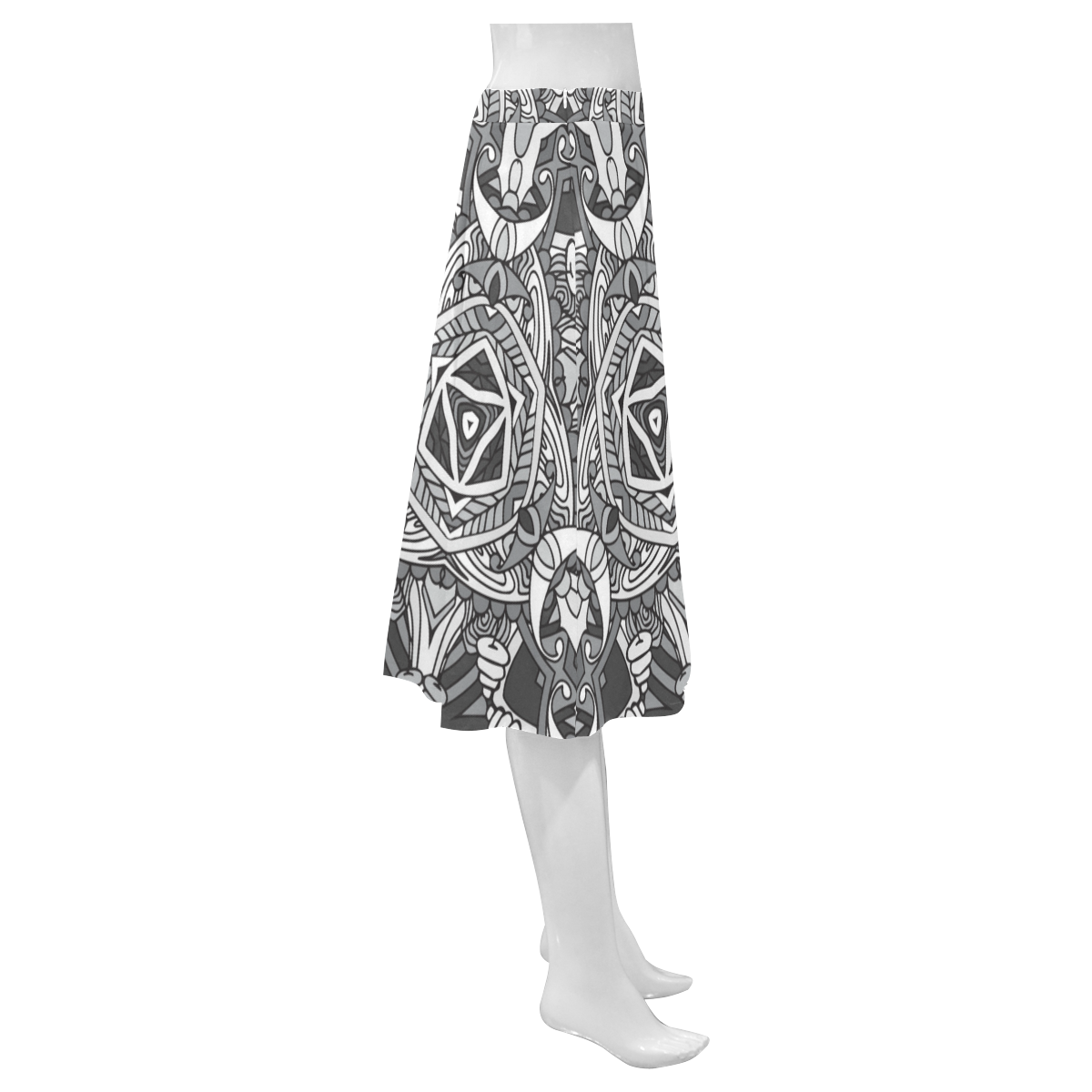 Zandine 0301 black white abstract garden Mnemosyne Women's Crepe Skirt (Model D16)