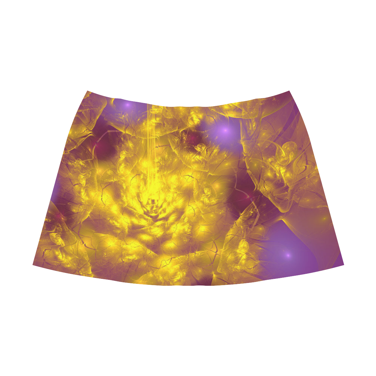Purple and Gold Chaos Mnemosyne Women's Crepe Skirt (Model D16)