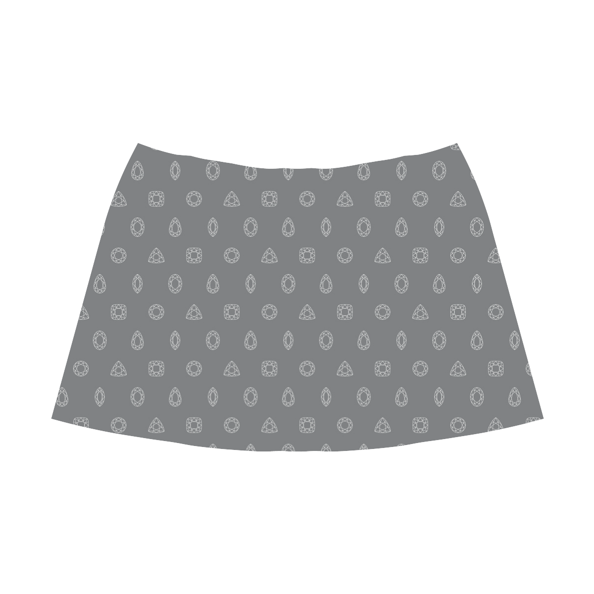 faceted gemstone pattern diamond cut grey Mnemosyne Women's Crepe Skirt (Model D16)