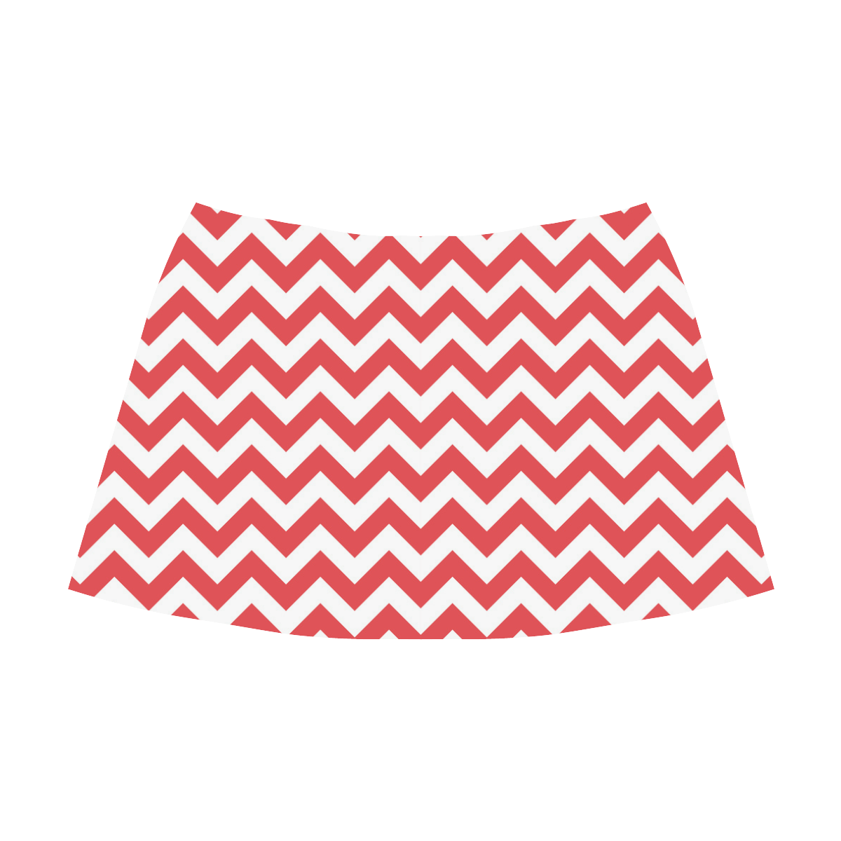 Poppy red zigzag chevron pattern Mnemosyne Women's Crepe Skirt (Model D16)