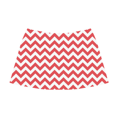 Poppy red zigzag chevron pattern Mnemosyne Women's Crepe Skirt (Model D16)