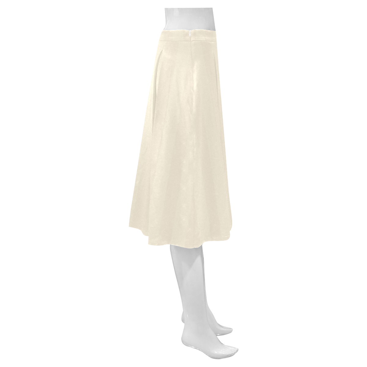Stripes in Pastel Tan and Beige Mnemosyne Women's Crepe Skirt (Model D16)