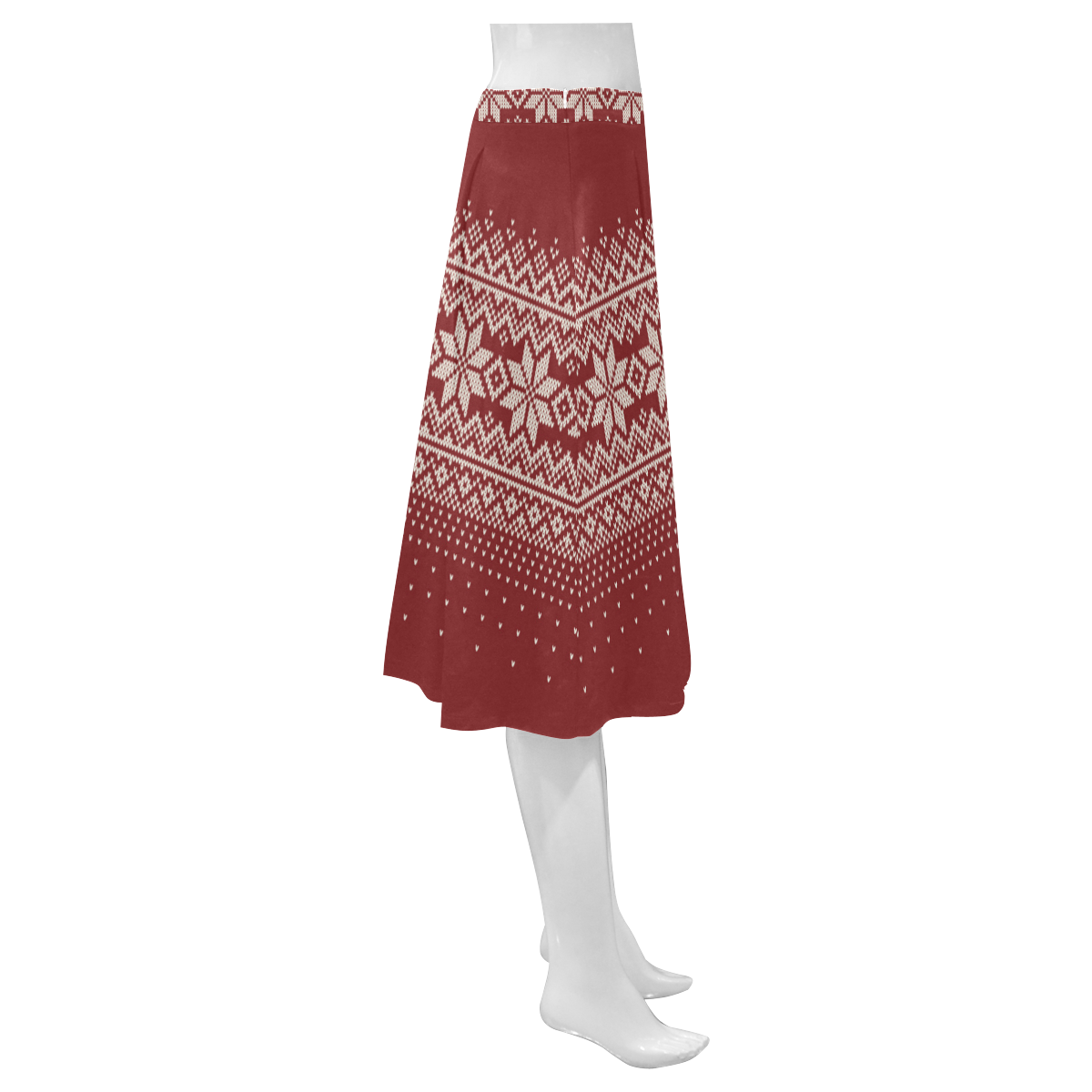 nordic pattern ugly sweater pattern Mnemosyne Women's Crepe Skirt (Model D16)