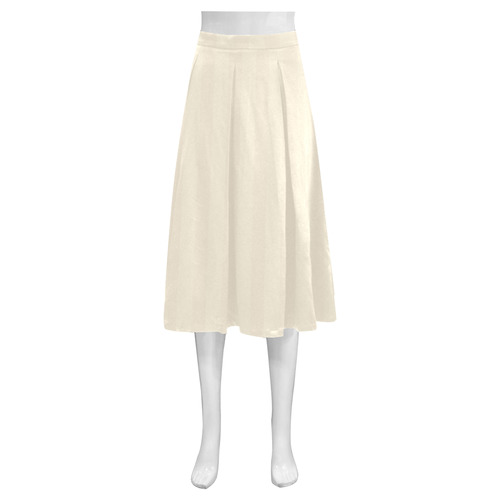 Stripes in Pastel Tan and Beige Mnemosyne Women's Crepe Skirt (Model D16)