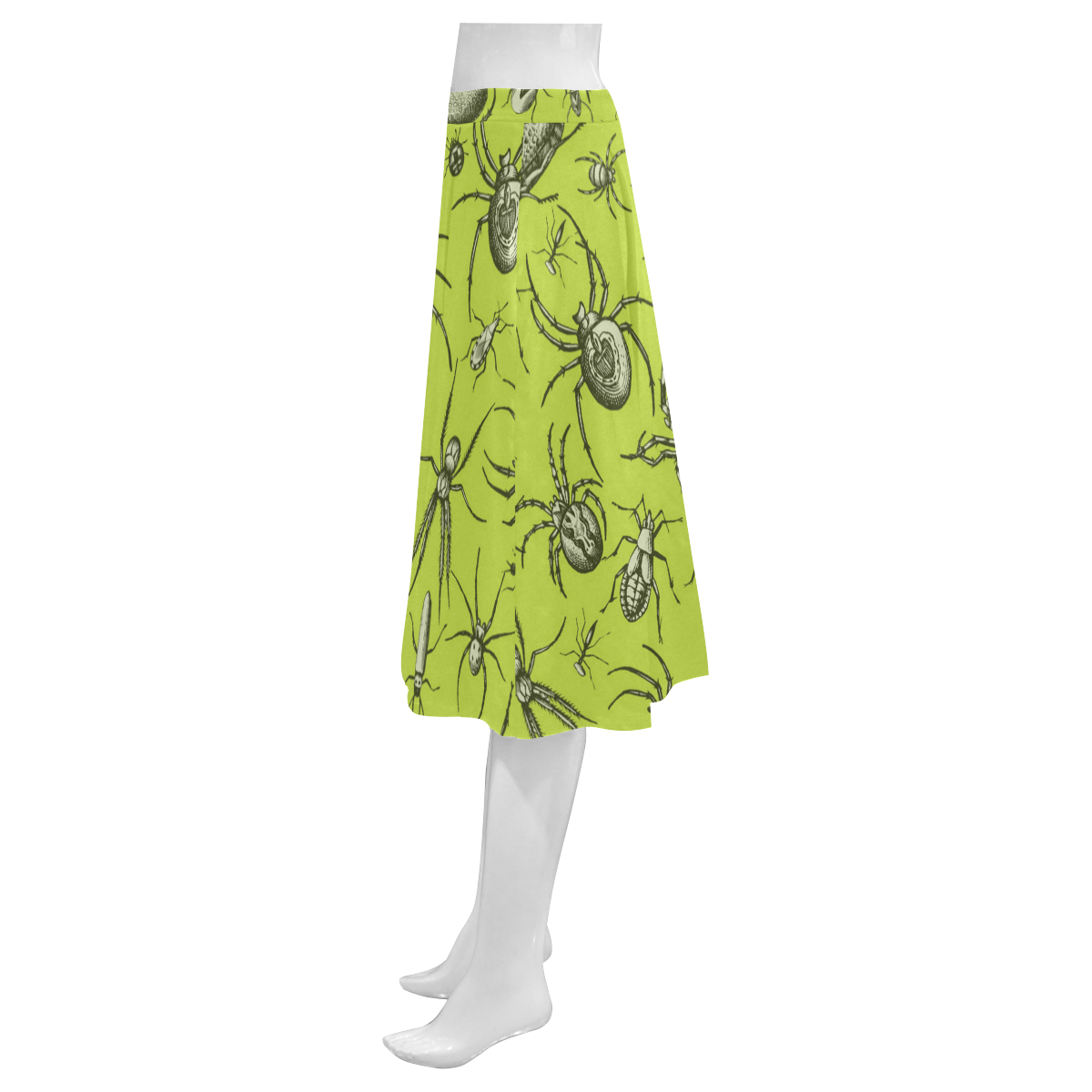 insects spiders creepy crawlers halloween green Mnemosyne Women's Crepe Skirt (Model D16)