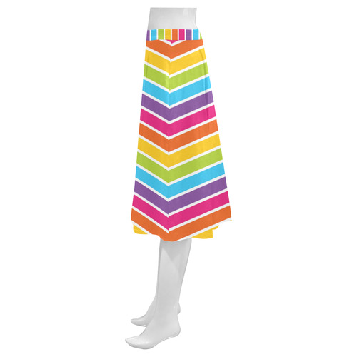 rainbow stripes Mnemosyne Women's Crepe Skirt (Model D16)