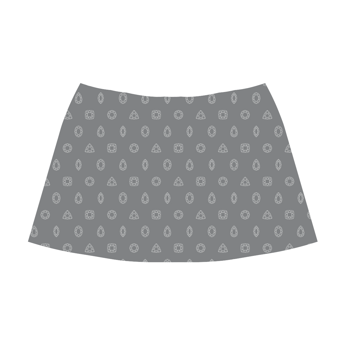 faceted gemstone pattern diamond cut grey Mnemosyne Women's Crepe Skirt (Model D16)