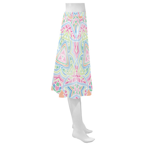 Zandine 0407 pink green blue watercolor pattern Mnemosyne Women's Crepe Skirt (Model D16)