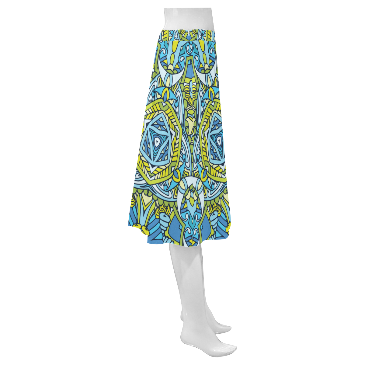 Zandine 0306 blue green fun bold pattern Mnemosyne Women's Crepe Skirt (Model D16)
